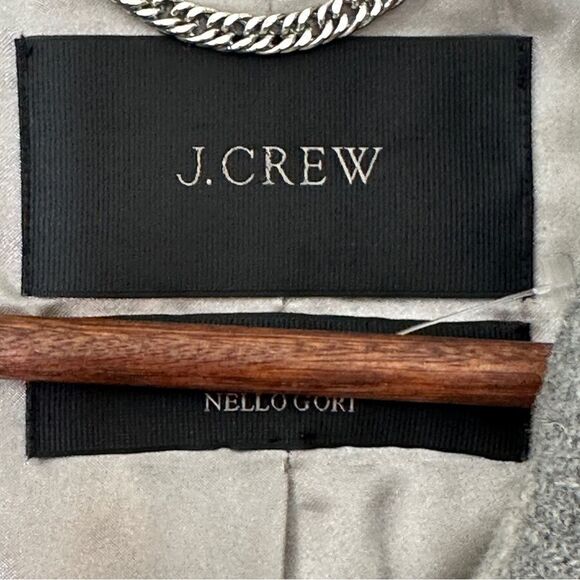 J. Crew Stadium Cloth Hooded Wool Coat Nello Gori Gray Size Extra Large - Picture 11 of 12